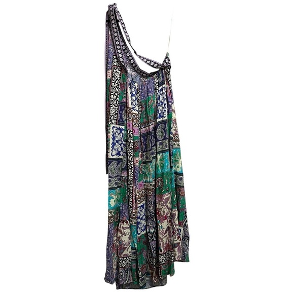 By Anthropologie Paisley Floral Pattern One-Shoulder Bow Maxi Dress size 2X - Picture 5 of 16